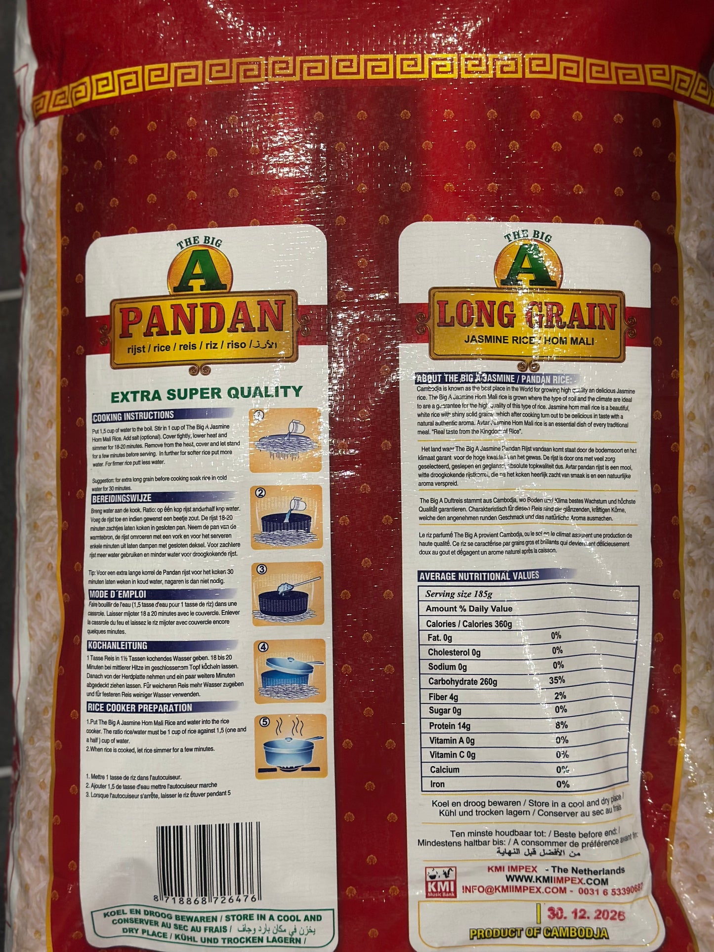 Pandan long grain rice 20kg